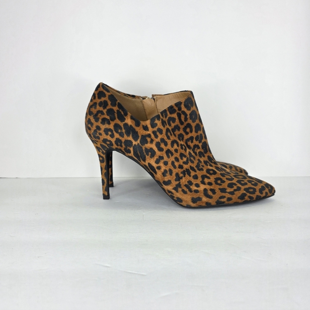 Jessica Simpson 3.5 Stiletto Heels Faux Leopard Print Suede Side Zipper Size 9.5 - Picture 5 of 12
